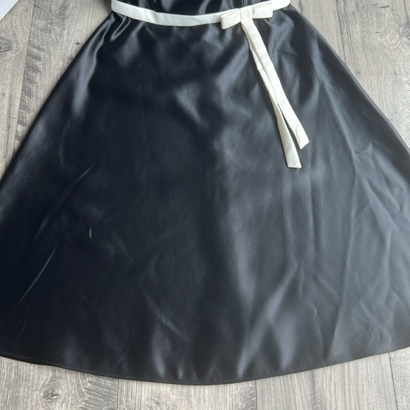 Scott McClintock Dress Size 6 Strapless Black Satin & White Trim  Bow NWT - Picture 5 of 11